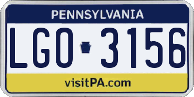 PA license plate LGO3156