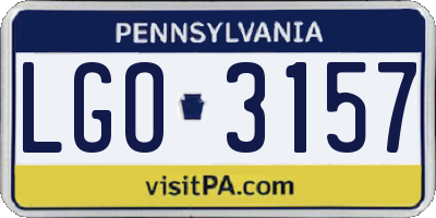 PA license plate LGO3157