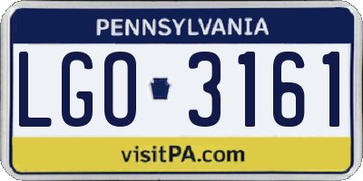 PA license plate LGO3161