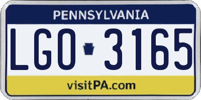 PA license plate LGO3165