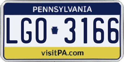 PA license plate LGO3166