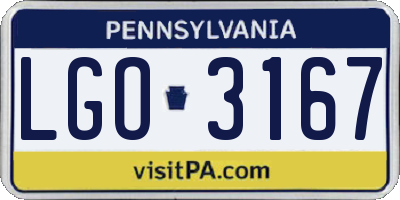 PA license plate LGO3167