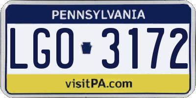 PA license plate LGO3172