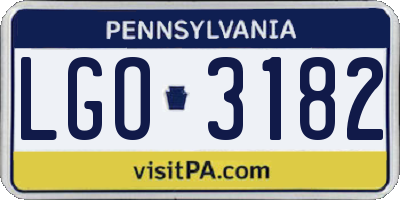 PA license plate LGO3182