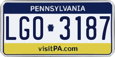PA license plate LGO3187
