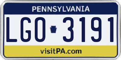 PA license plate LGO3191
