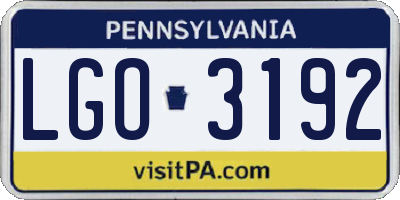 PA license plate LGO3192