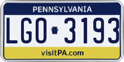 PA license plate LGO3193