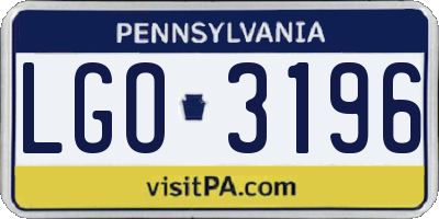 PA license plate LGO3196