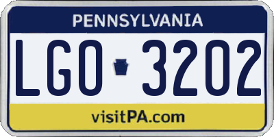 PA license plate LGO3202