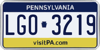 PA license plate LGO3219