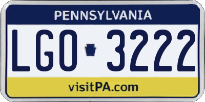PA license plate LGO3222