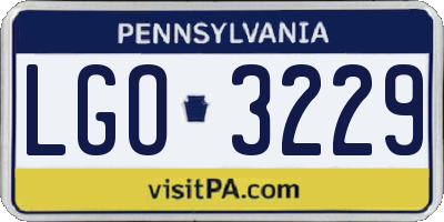 PA license plate LGO3229