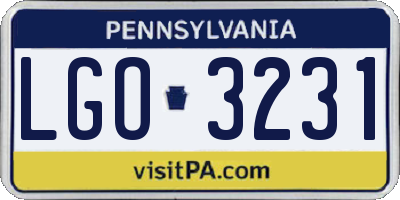 PA license plate LGO3231