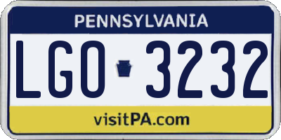 PA license plate LGO3232