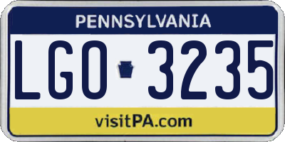 PA license plate LGO3235