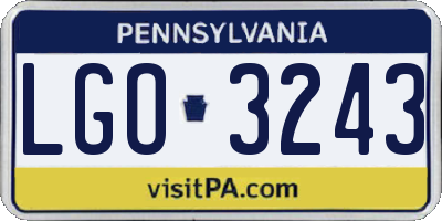 PA license plate LGO3243