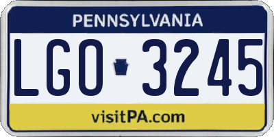 PA license plate LGO3245