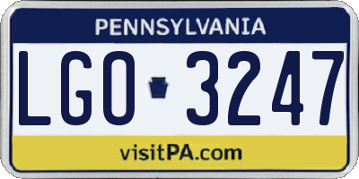 PA license plate LGO3247