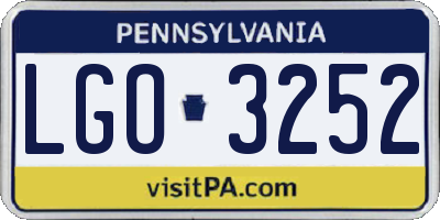 PA license plate LGO3252