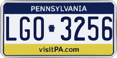 PA license plate LGO3256