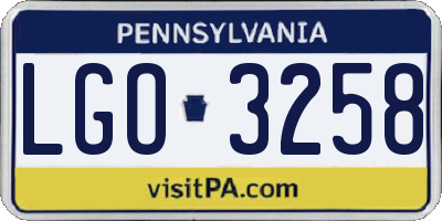 PA license plate LGO3258