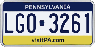 PA license plate LGO3261