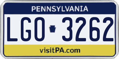 PA license plate LGO3262