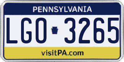PA license plate LGO3265
