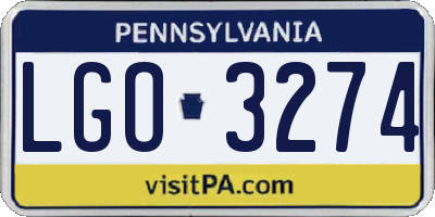 PA license plate LGO3274