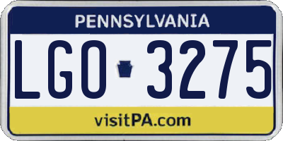 PA license plate LGO3275