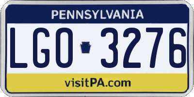 PA license plate LGO3276