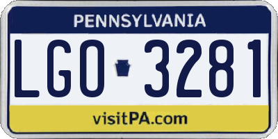 PA license plate LGO3281