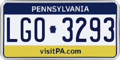 PA license plate LGO3293