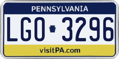 PA license plate LGO3296