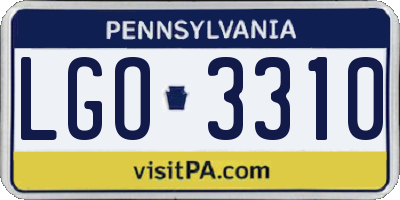 PA license plate LGO3310