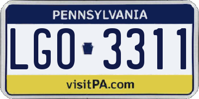 PA license plate LGO3311