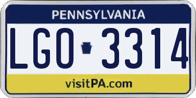 PA license plate LGO3314