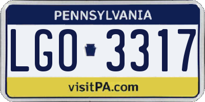 PA license plate LGO3317