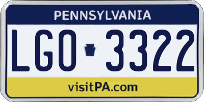 PA license plate LGO3322