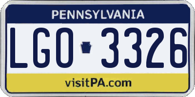 PA license plate LGO3326