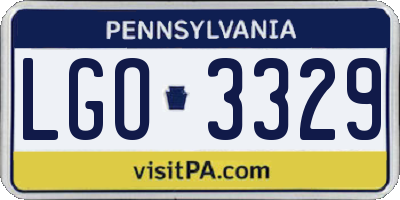 PA license plate LGO3329