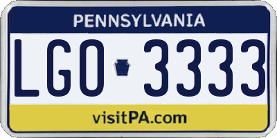PA license plate LGO3333