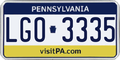 PA license plate LGO3335