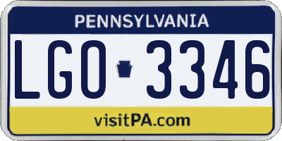 PA license plate LGO3346