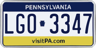 PA license plate LGO3347