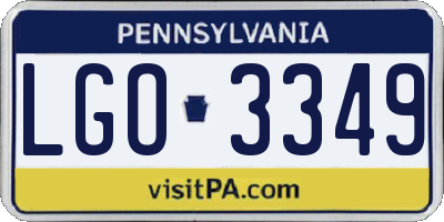 PA license plate LGO3349