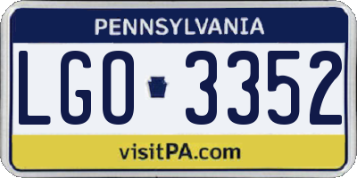 PA license plate LGO3352