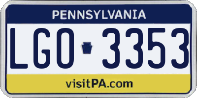 PA license plate LGO3353