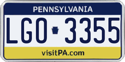PA license plate LGO3355
